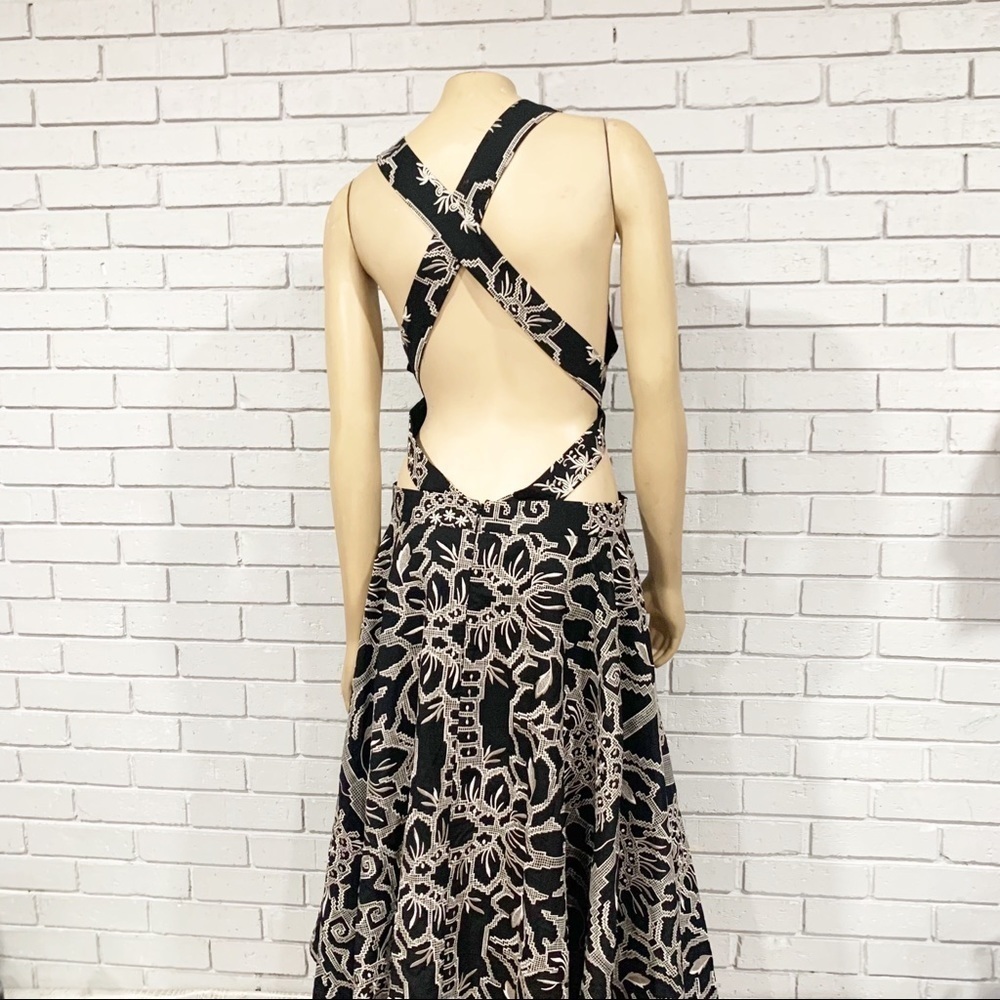 Asos Edition Embroidered Halter Midi Black Cutout Dress - Picture 8 of 14